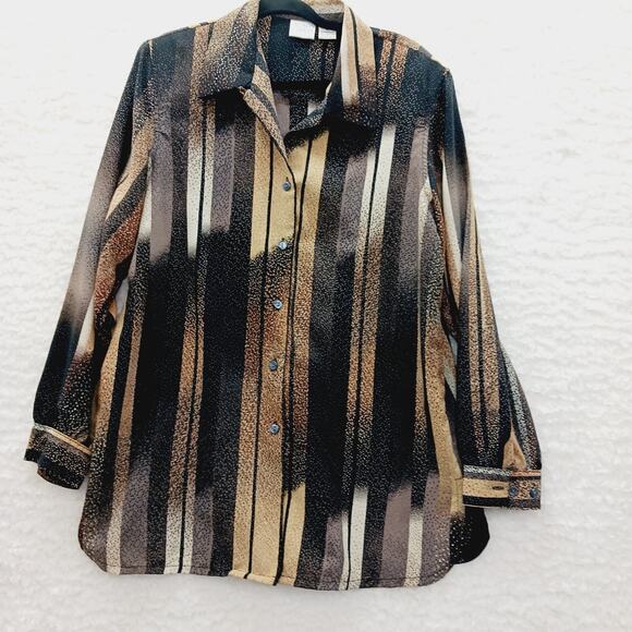 Allison Daley Tops - Blouse Size 14 Black Brown Beige Officewear Casual Professional Secretary Resort
